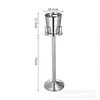 Estante para Barriles de Champaña Estilo Europeo Acero Inoxidable KTV Bar Cubo de Hielo Estante Doméstico Barril de Hielo con Base de Pie Barril de Vino Tinto de Lujo
