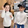Suéter de Lã Sintética de Inverno para Meninos e Meninas 2025 Moda Integrada Lã Sintética Quente Tricô Gola Alta Espessado Top Tendência