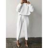 Transfronterizo Transfronterizo Color Sólido Manga Larga Casual Elegante Conjunto de Dos Piezas Talla Grande para Mujer Nuevo Traje de Pantalones de Pierna Ancha para Mujer Tendencia