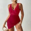 Traje de Baño Enterizo de Nuevo Estilo para Mujer, Exportación de Comercio Exterior, Sexy y Ajustado, Favorecedor y Cubriente, Bloques de Color, Sin Mangas, Diseño Moderno