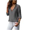 Camisa de gasa de manga larga para mujer, holgada, de talla grande, con solapa, estilo informal, para primavera y otoño, transfronteriza, europea y americana