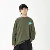 Camiseta Masculina 2026 Outono Nova Estilo Montanha Estampa Cartoon Manga Longa Versão Coreana para Meninos Jovens, Amigo da Pele Gola Redonda Camiseta da Moda