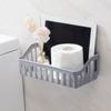 Estante de almacenamiento para inodoro, sin perforaciones, rectangular, sin costuras, con ventosa, para pared, cesta de almacenamiento