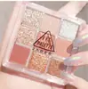 Paleta de Sombras Jaded de 9 Colores Ins Súper Caliente Polvo con Brillo Mate Perlado Color Tierra Maquillaje de Sombras de Nueve Colores Belleza Maquillaje