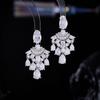 Pendientes Geométricos de Gota de Agua Incrustados con Circonita Transfronterizos Europeos y Americanos de Lujo Color Plata S925 Aguja Pendientes de Cena de Gama Alta para Mujeres
