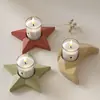 Flor de Amapola Estrella de Cinco Puntas Luna Portavelas Adorno Molde de Silicona Aromaterapia Base de Velas de Yeso Molde de Decoración