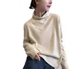 Camiseta Térmica de Manga Larga con Cuello Medio para Mujer, Elegante Camisa Base Casual Versátil con Diseño de Bordado de Alta Gama