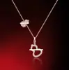 Novo colar de cabaça Kirin feminino vermelho ônix branco fritillaria banhado a ouro rosa 18k pingente de diamante corrente de clavícula segura