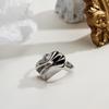 J1053 Anillo de Origami de Plata de Ley S925 Coreano para Mujer Estilo Cool de Instagram Combinable Brillo Anillo Abierto
