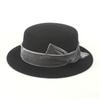 Sombrero femenino de otoño e invierno, estilo británico, plano, de ala plana, de lana pura, con forma de bombín, de fieltro de lana. ¡Oferta al por mayor de AliExpress!
