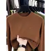 Suéter de punto grueso, peso pesado, cuello redondo, anti-pilling, calibre 16, para hombre, Otoño Invierno, nuevo, informal, suéter de punto, color sólido, capa interior