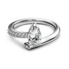 Anillo Nórdico Transfronterizo de Plata de Ley S925 para Mujer con Diseño de Incrustación de Zircón en Forma de Pera, Anillo para Dedo Desplazado Exquisito de Alto Nivel