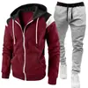 Comercio exterior transfronterizo nuevo conjunto de sudadera deportiva casual con cremallera de moda color block para hombre europeo y americano