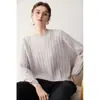Suéter de Cashmere Gola Redonda Estilo Solto Feminino Tricô Preguiçoso Artesanato em Tricô de Trança Suéter Tricotado Top Base Solto Outono Inverno