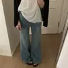 Foto real do novo jeans boca de sino lavado simples de alta qualidade feminino Dongdaemun coreano outono 2026