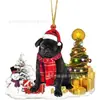 2022 Novo Produto Transfronteiriço Criativo Enfeites de Natal Cachorro Boneco de Neve Presentes de Natal Enfeites de Carro Planos em Acrílico