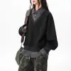 Nuevas Sudaderas Polo Falsas de Dos Piezas para Otoño e Invierno 2025 para Hombres y Mujeres, Camisetas Casuales Holgadas de Manga Larga con Rayas en Contraste y Empalmes
