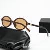 Óculos de Sol Feminino Retro Nerd Armação Pequena Redonda Tartaruga 2024 Novos Óculos de Sol Anti-UV Celebridade da Internet Xiaohongshu