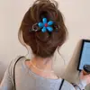 Pinza Azul con Flores Estilo Coreano para Mujer 2025 Nuevo Estilo Pinza para el Cabello en la Parte Trasera de la Cabeza Dulce Pinza de Tiburón Pinza Retorcida Accesorios para el Cabello