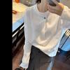 2025 Primavera Nuevo Estilo Coreano Algodón Un Botón Blanco Manga Larga Camiseta Holgada para Mujer Estilo Muy Simple Camiseta Blanca Trendy