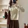 Cardigan de Punto con Cerezas Tridimensionales Estilo Coreano Otoño e Invierno Fresco Cuello Redondo de un Solo Botón Suave y Sedoso Chaqueta Suéter que Reduce la Edad