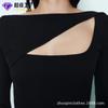Vestido largo de punto hecho a medida de fábrica con diseño de escote asimétrico, sexy ajustado, elegante para el trabajo