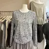 Nova coleção de outono de Dongdaemun, Coreia: Camiseta longa de manga comprida, estilo coreano, suave, com babados e estampa floral para mulheres, perfeita para usar em camadas como uma blusa de baixo