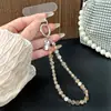 Cordón de cristal para teléfono, cadena de cristal simple de doble capa con forma de bola de flor, exquisito accesorio de pulsera para funda de teléfono