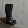 Botas de moda que hacen que tus piernas se vean más largas, tacones de 6 cm de altura, botas de montar de punta cuadrada a juego, colección otoño e invierno para mujer, hechas de piel de vacuno de primera calidad, con un tacón grueso y caña alta