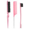 Amazon oferta caliente peluquería peine de púas de acero tres filas peine para cabello invertido cepillo para cejas de doble cabezal juego de tres piezas maquillaje recogido peine de púas traje