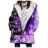 Abrigo trench de mujer nuevo de 2023 de venta caliente transfronteriza invierno engrosado estilo europeo y americano patrón navideño abrigo con capucha lote