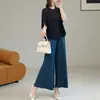 Un Conjunto Completo de Tops Camiseta Irregulares Holgados Talla Plus y Pantalones de Pierna Ancha Que Te Hacen Ver Delgado, Conjunto de Dos Piezas