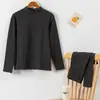 Traje de ropa interior térmica para hombre de doble cara de terciopelo, camiseta interior, conjunto de top y pantalón para hombre, color liso, ajustado, ropa de otoño, traje de pantalones largos
