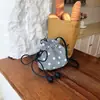 Bolsa Transversal Feminina Grande Capacidade Simples Fresca e Estilosa Shuai Mi, Bolsa de Ombro com Cordão, Bolsa Saco Elegante e Moderna com Bolinhas