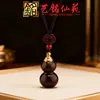 Collar Abrible Hueco con Forma de Calabaza de Palo de Rosa para Hombres y Mujeres, Colgante de Ébano Negro Yiming Xianyuan, Accesorio de Cadena Larga para Suéter