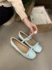 Zapatos Mary Jane plateados con realce interior, zapatos de mujer, primavera y otoño de 2025, nuevos zapatos de ballet de noche con lazo de estilo coreano