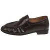 Elegantes zapatos de cuero retro plisados sin cordones, nuevo estilo otoño 2026, mocasines de tacón grueso para mujer, zapatos de tacón bajo de cuero para mujer