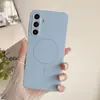 Capa de Celular Magnética Forte de Silicone Líquido Imitado com Furos Finos e Cor Sólida para Samsung S25/S24/S23 Huawei