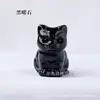 Obsidiana Natural Transfronteriza Gato Durmiendo Talla Adornos de Gato de Obsidiana Plateada Artesanías de Cristal Decoración de Escritorio para el Hogar