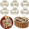 24 Piezas Calabaza Madera Manualidades Huecas Forma de Calabaza Adorno Colgante Decoración de Placa de Madera Decoración para Fiesta de Halloween Acción de Gracias