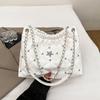 Bolsa Tote de Ombro Fashion Diamante Brilhante para Mulheres 2025 Nova Grande Capacidade Acolchoada Corrente Bolsa Axilar Casual Bolsa Transversal