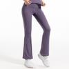 Roupa Esportiva de Yoga Nuding de Cintura Alta Respirável com Efeito Levanta Bumbum Calças Flare de Alta Elasticidade Secagem Rápida Sensação Nude Ajuste Slim Perna Larga Calças de Fitness para Mulheres