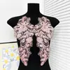 Aplique de malla floral con bordado de lentejuelas y cuentas multicolor para vestidos de novia y de gala, accesorios decorativos DIY, encaje al por mayor