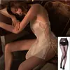 Lingerie Sexy Pijama de Seda Imitação Gelo Feminino Tentação Renda Saia-Camisola Conjunto
