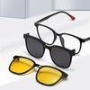 2192 Montura Magnética Plegable para Gafas Tres en Uno TR90 Gafas de Sol Polarizadas Miopía Gafas Magnéticas Montura Ovalada Versátil