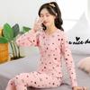 Ropa de Otoño para Niños y Pantalones de Otoño Set de Ropa Interior Térmica Juvenil de Algodón Puro Suéter de Algodón para Fondo para Niños Medianos y Grandes Pijamas de Invierno para Niñas