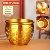 Jarrón de Cien Bendiciones de Latón Cuenco del Tesoro Tallado Exquisitamente Carácter Fu Atracción de Riqueza Recipiente de Arroz Adorno de Cobre para Oficina Artesanía Gran Utensilio de Cobre