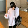 Ropa de Moda Coreana Dongdaemun de Alta Calidad para Mujer, Sudadera Casual Holgada Linda Juvenil con Cuello en V
