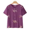 Conjunto de ropa de verano para mujeres de mediana edad y mayores, camisa de manga corta para personas mayores, camisa de madre, años 60, 70, top de abuela, nuevo estilo para señoras mayores