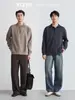 Também, a camisa polo clássica com gola alta, de manga comprida, malha de outono masculina, corte solto, adequada para o trabalho e uso casual